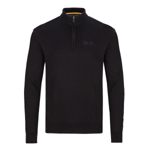 Knitted Quarter Zip - Black - Tonal Logo